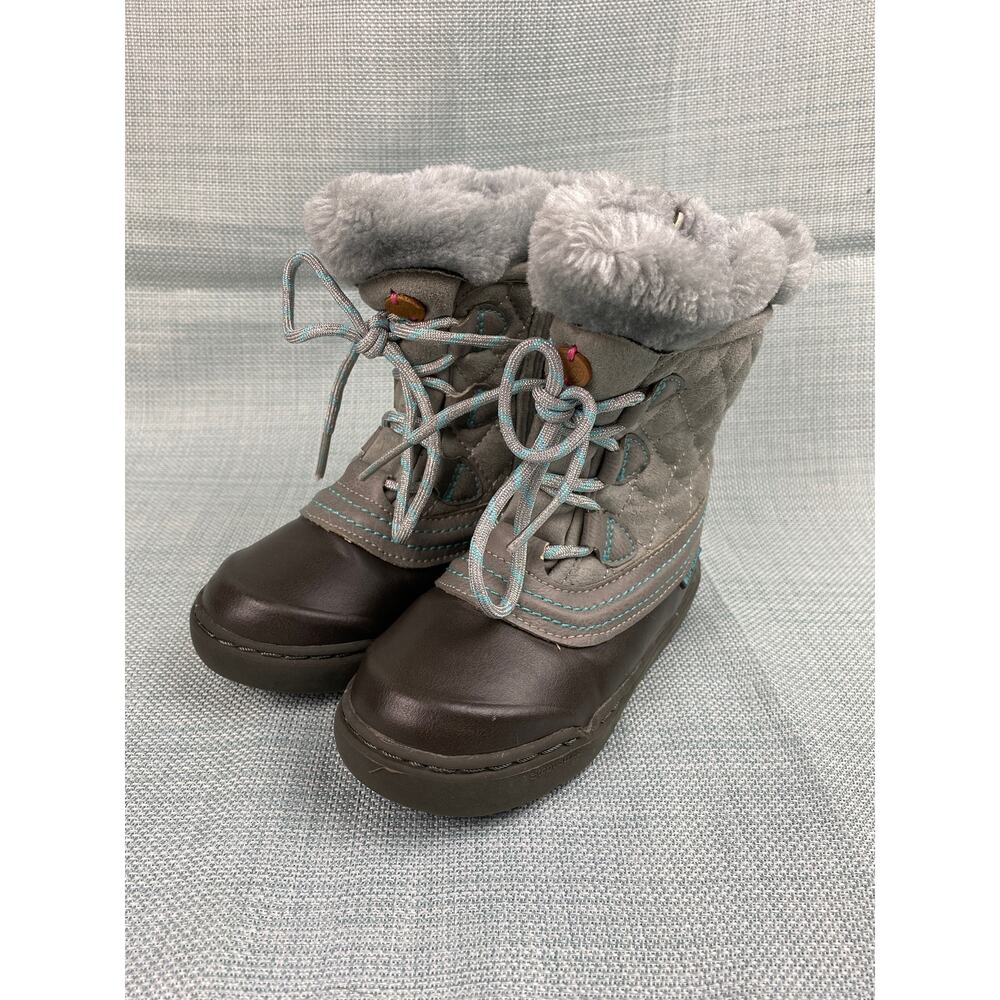 Girls Step & Stride Marie Boots sz 9.5 Toddler Faux Fur Zipper Pull On Gray